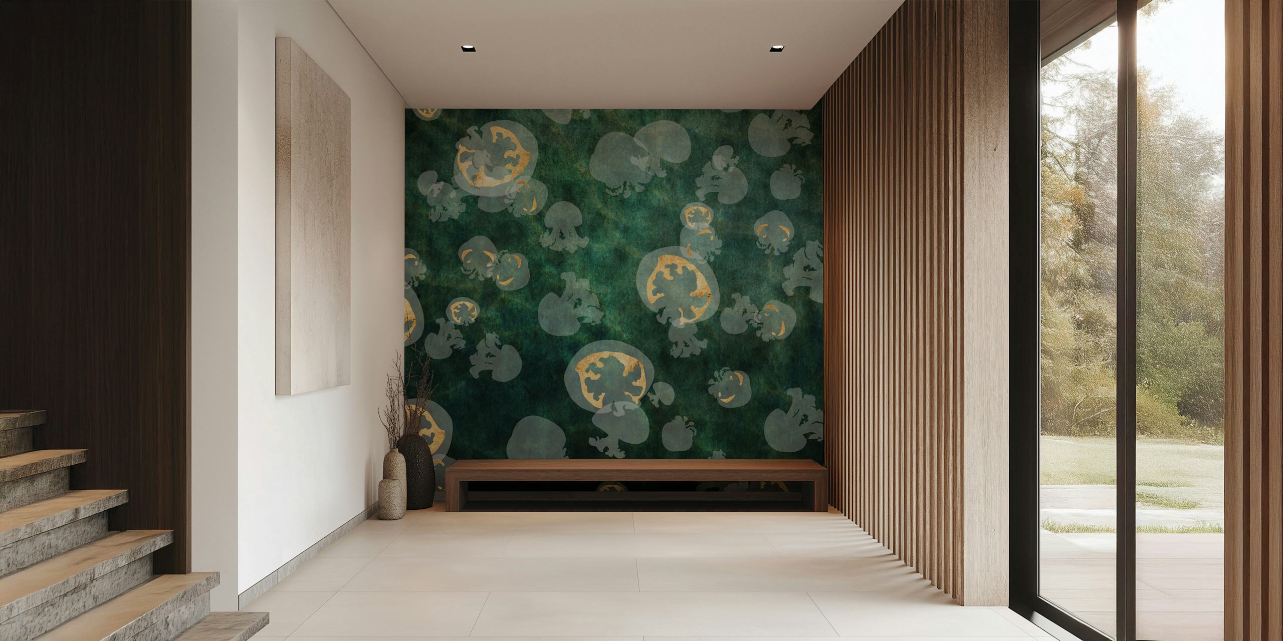 Jellyfish pattern wallpaper in a room
