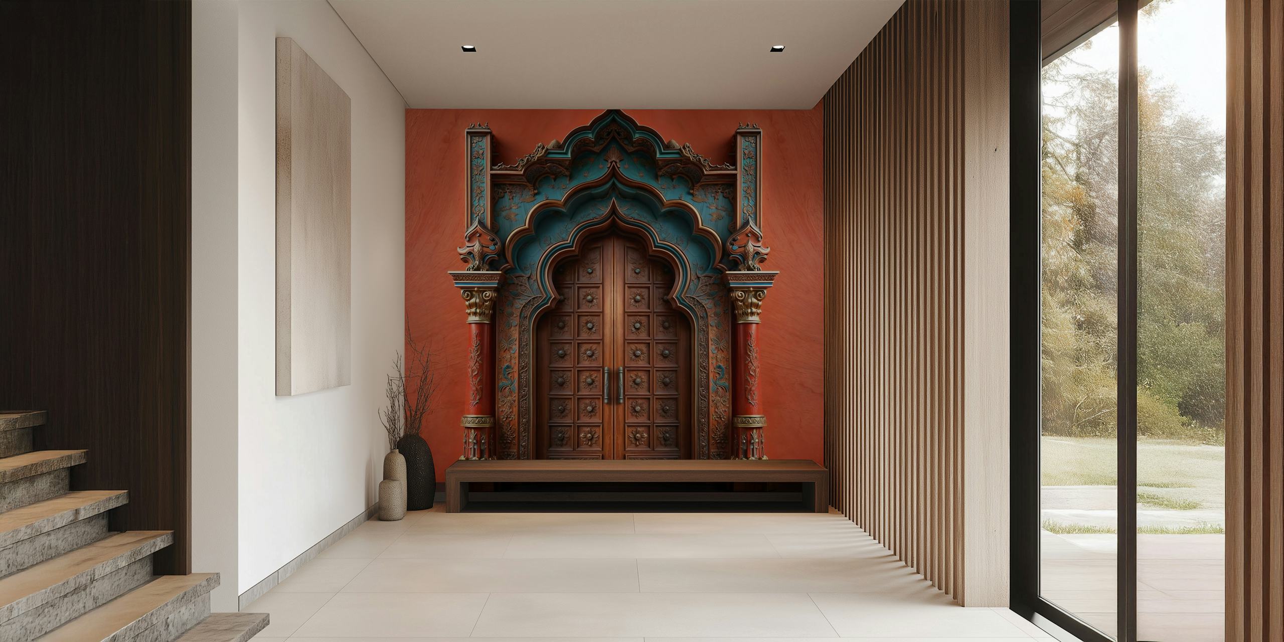 Royal Entrance Elegance wallpaper weergegeven in een kamer