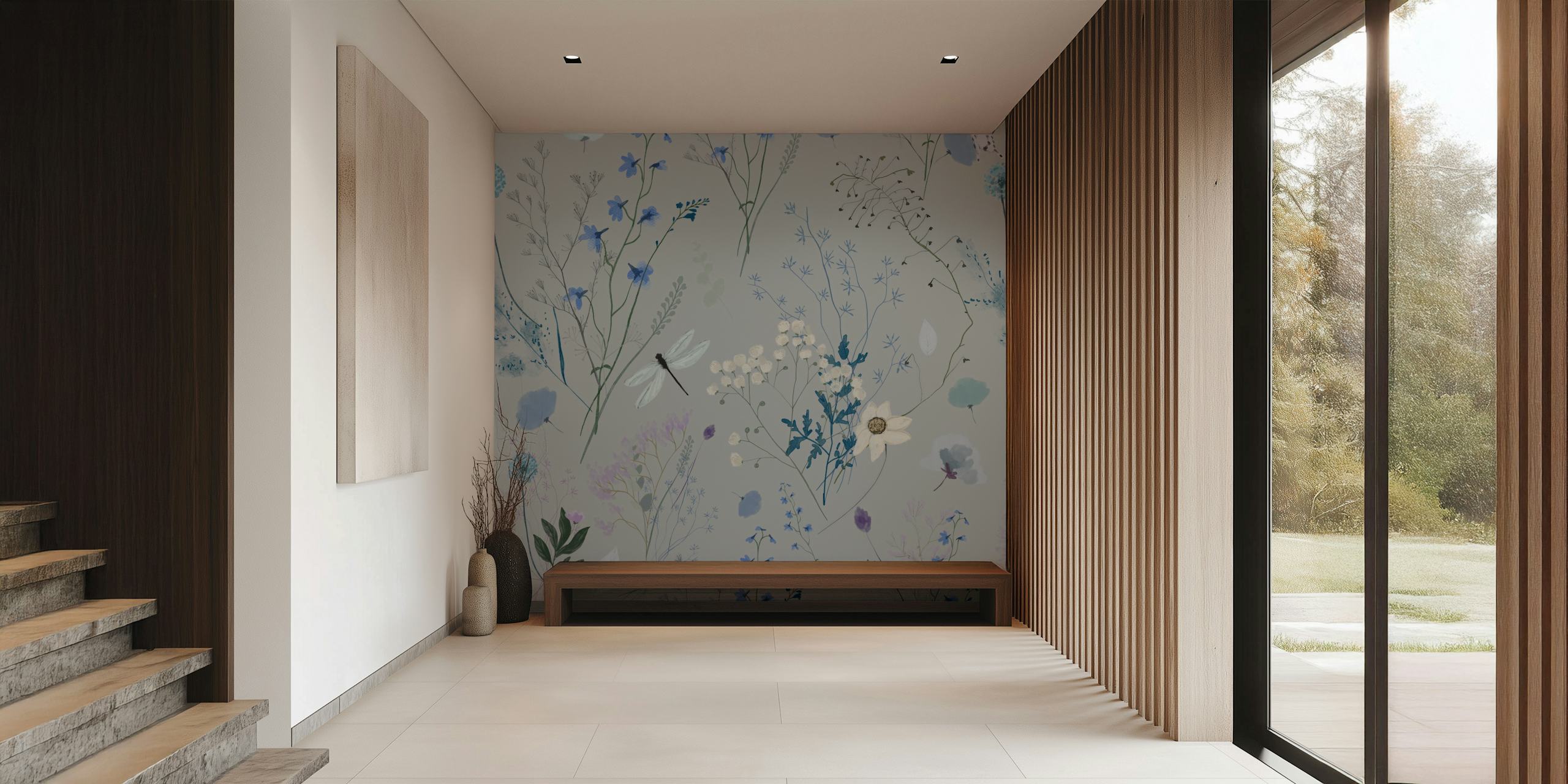 Wildflowers wallpaper design in a room