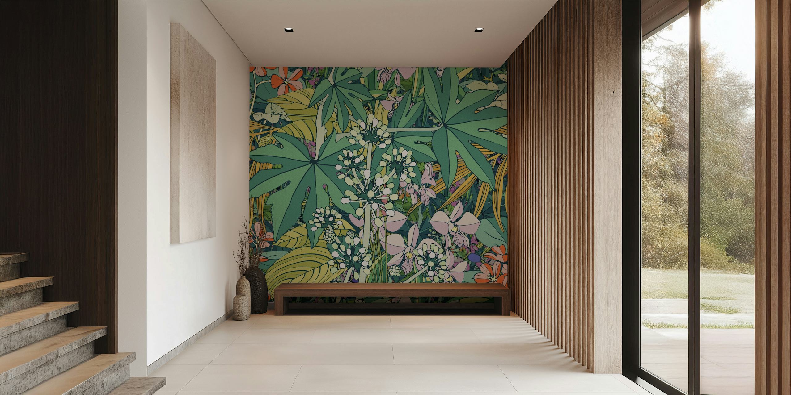 Tropický zahradní design tapet v pokoji