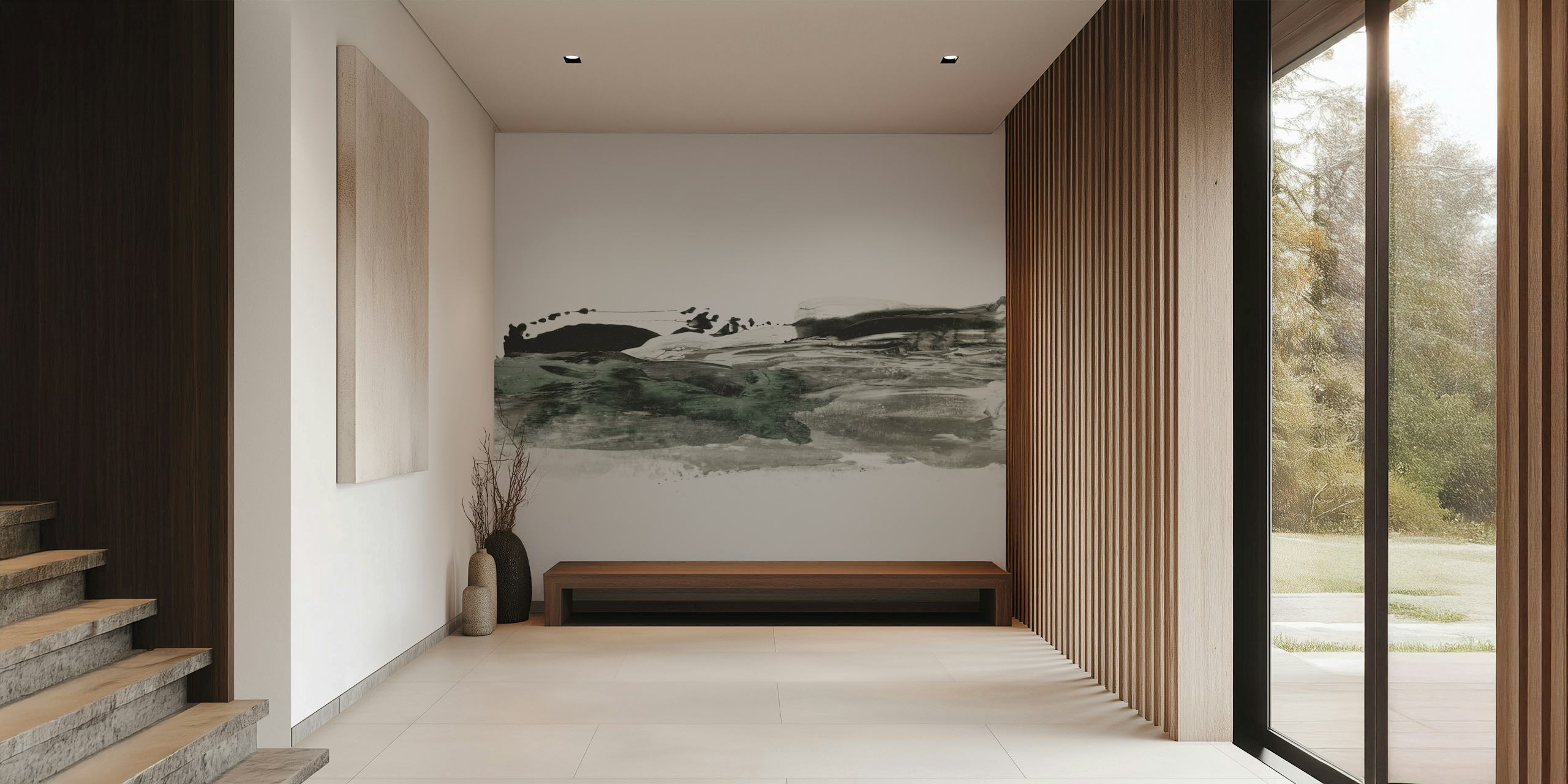Minimalist Scenic Brushwork papier peint dans une pièce