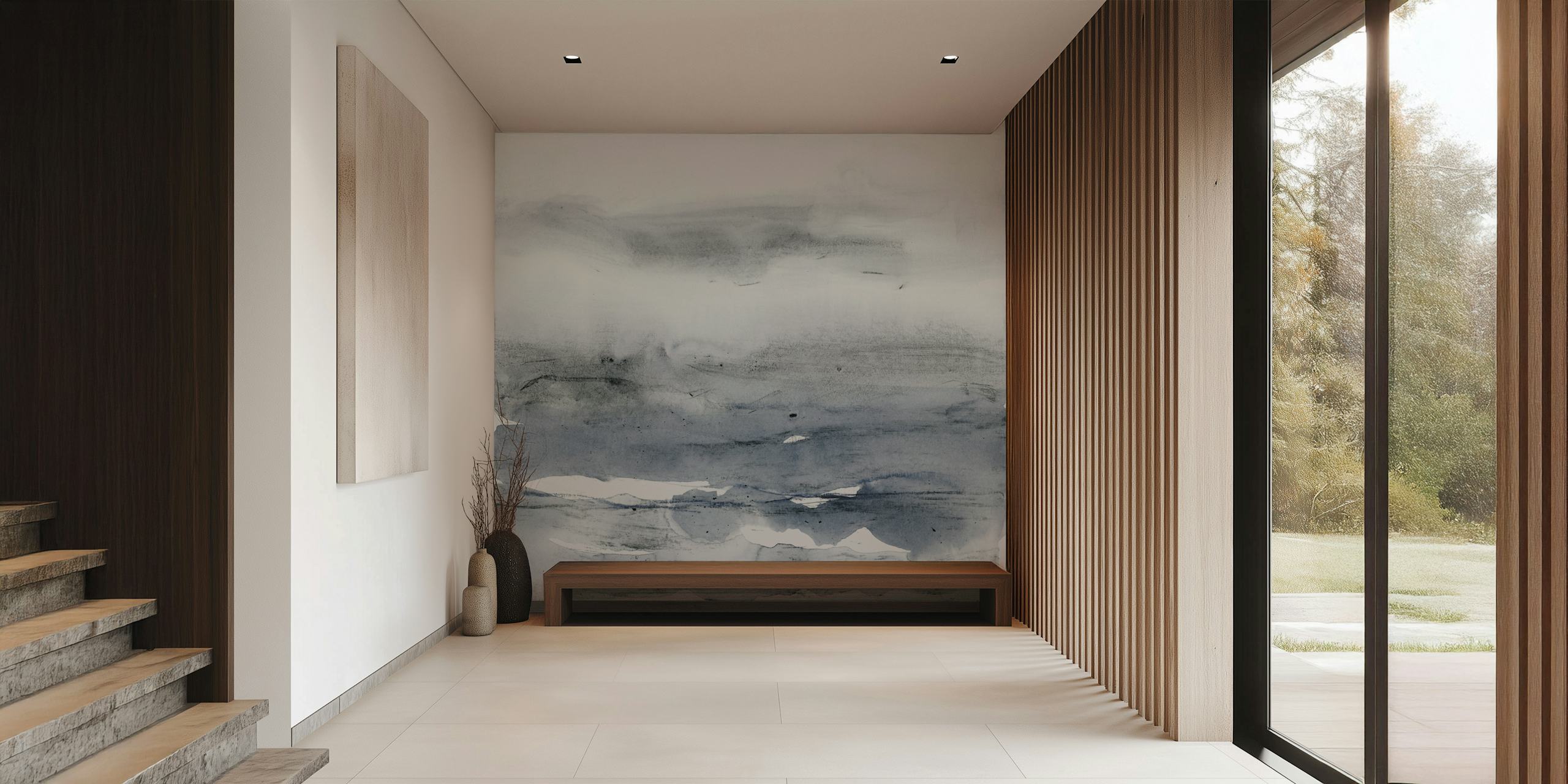 Misty minimal landscape papel pintado en una habitación
