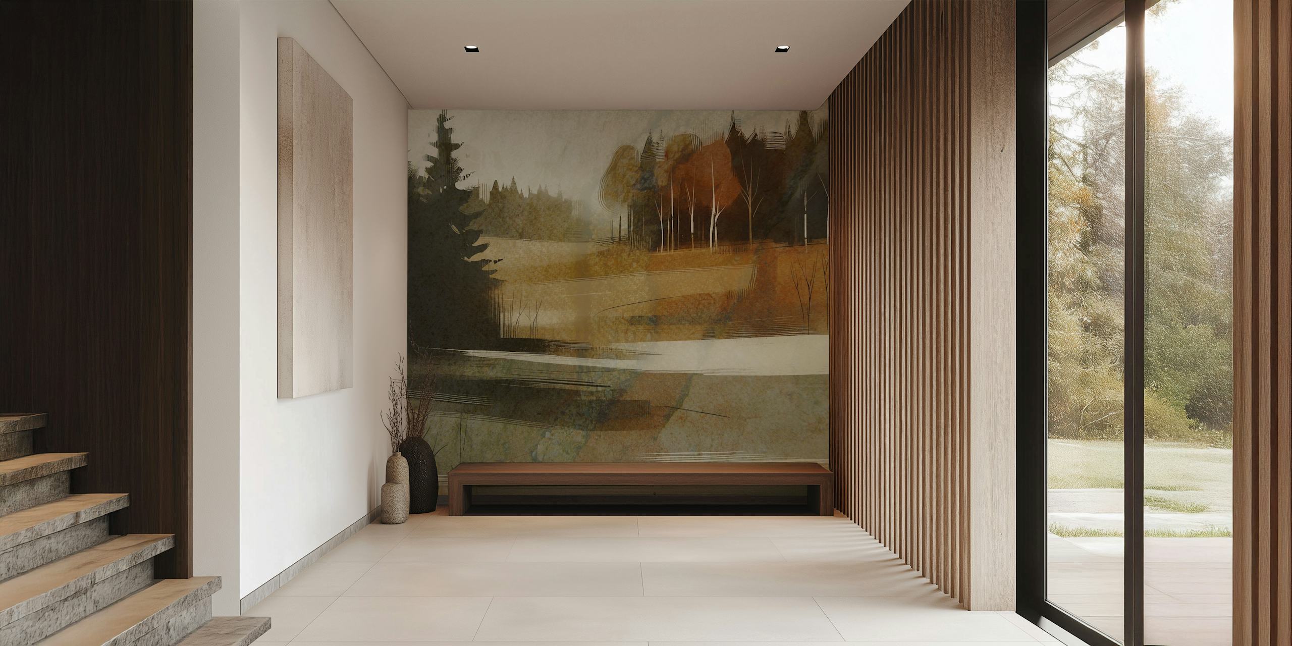 Tapeta Autumn Forest Scene w pokoju