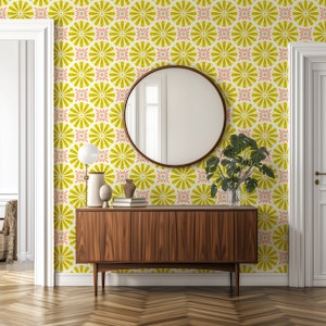 Sunburst Floral Magic in Green Pink - S