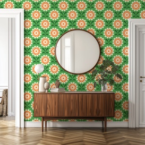 Rustic Daisy Harmony in Orange Green - S