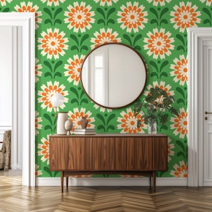 Rustic Daisy Harmony in Orange Green - L