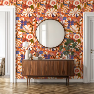 Abstract Garden Painterly Florals Tangerine