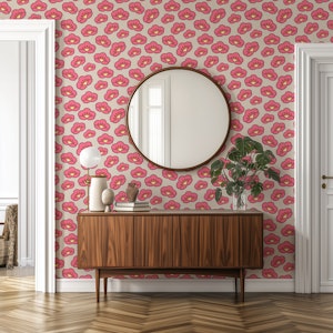 Chic Pink Blossoms Taupe Backdrop