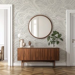 striped wavy shapes - black and white