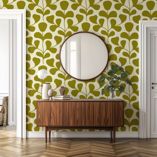 Large Scale Abstract Flowers Pattern - Sage