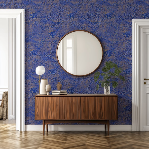 Curvy dots - Blue and golden - Large scale