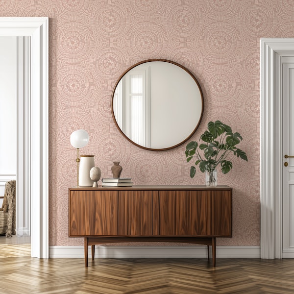 Boho Lines Circles Tribal Shapes Soft Pink