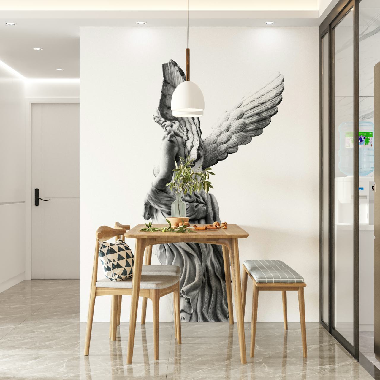 Papel de parede Marble Angel 1 em um quarto