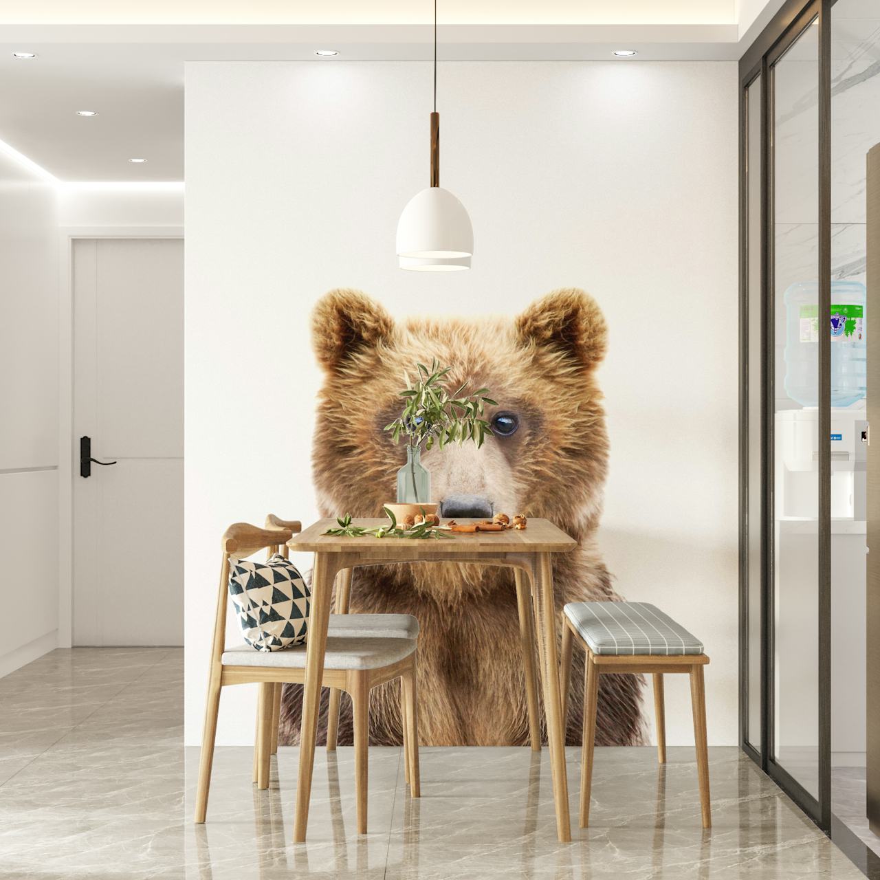 Cute baby bear portrait, brown tones, animal wallpaper