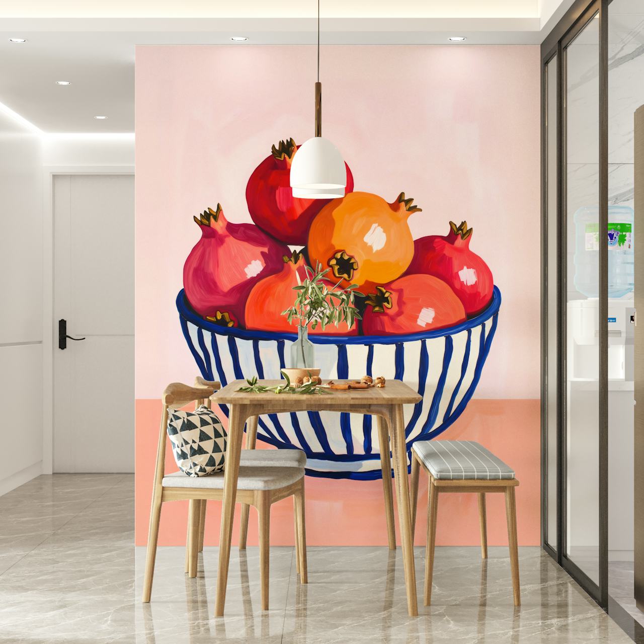 Χρωματιστό ταπετσαρία Ceramic Fruit Bowl σε ένα δωμάτιο