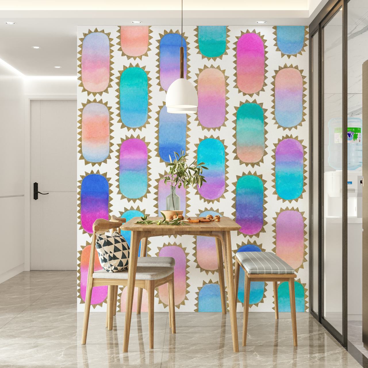 Dusk and dawn Tapete in einem Raum