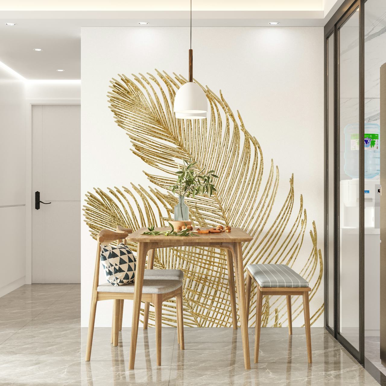 Tapeta Palm Leaves Finesse 2 w pokoju