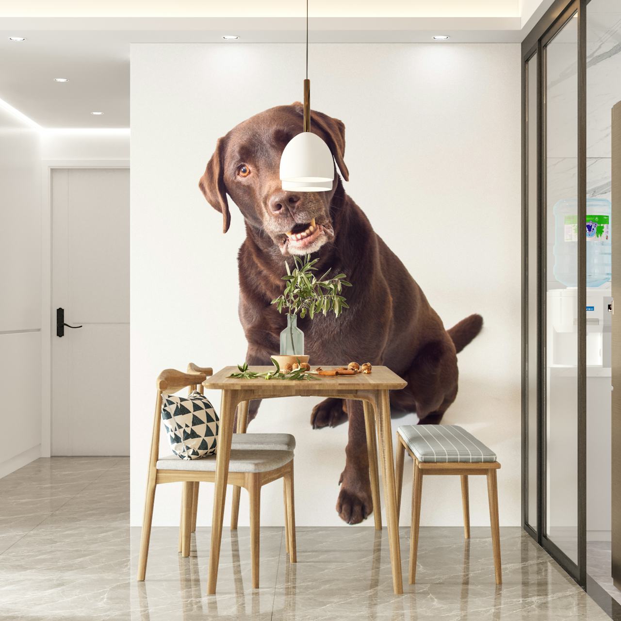 Tapeta Brown Labrador w domowym otoczeniu