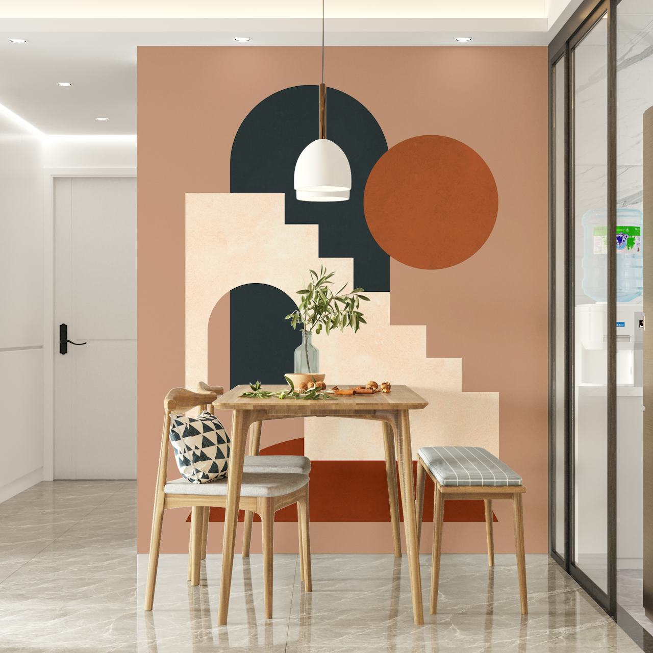 Abstract geometric shapes in earthy colors wallpaper