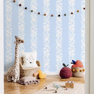 Bunny stripes - white on blue background