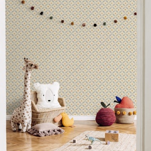 Boho Jasmine Bloom on sky blue. Baby nursery