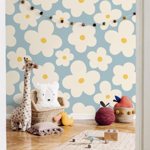 Lulu Scandi Flowers - Scandi Blue with Yellow