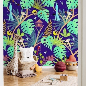 jungle with parrots and monkeys for kids (L)