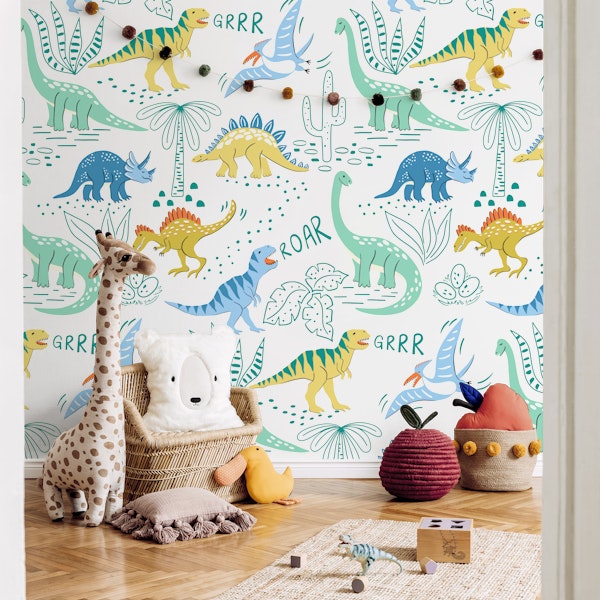 Dinosaurs - green and blue - large