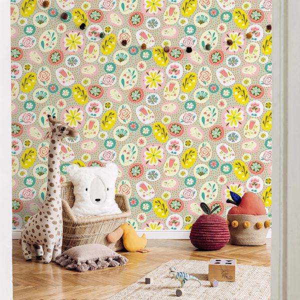 floating florals and sleeping cat
