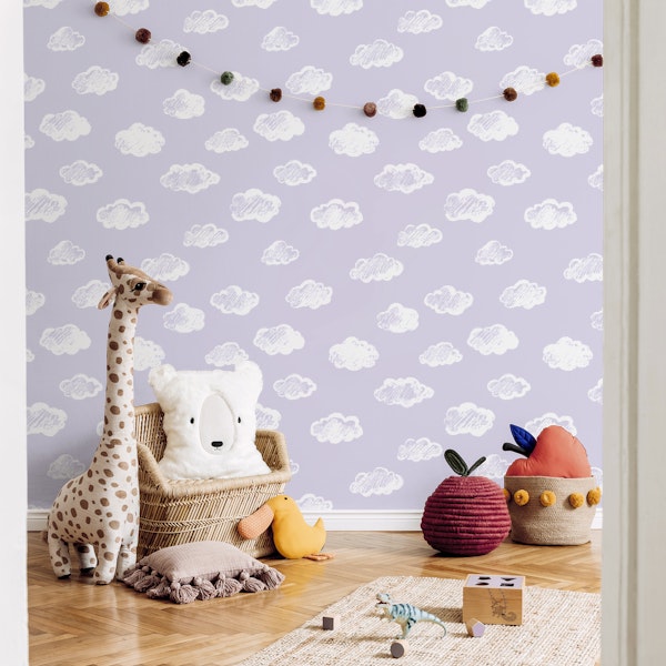 Chalk Clouds Pattern On Lavender