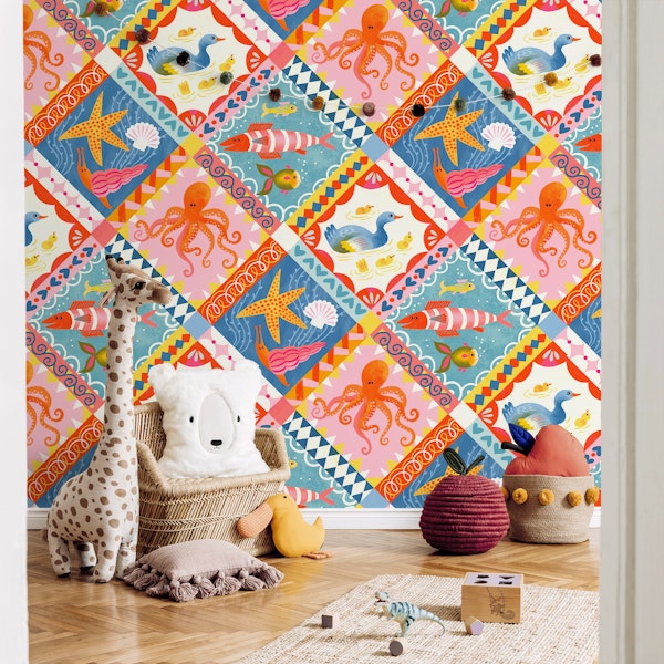colorful water and sea life memory tiles