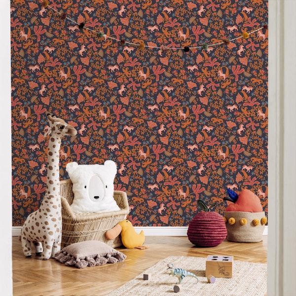 Indian floral print with unicorn