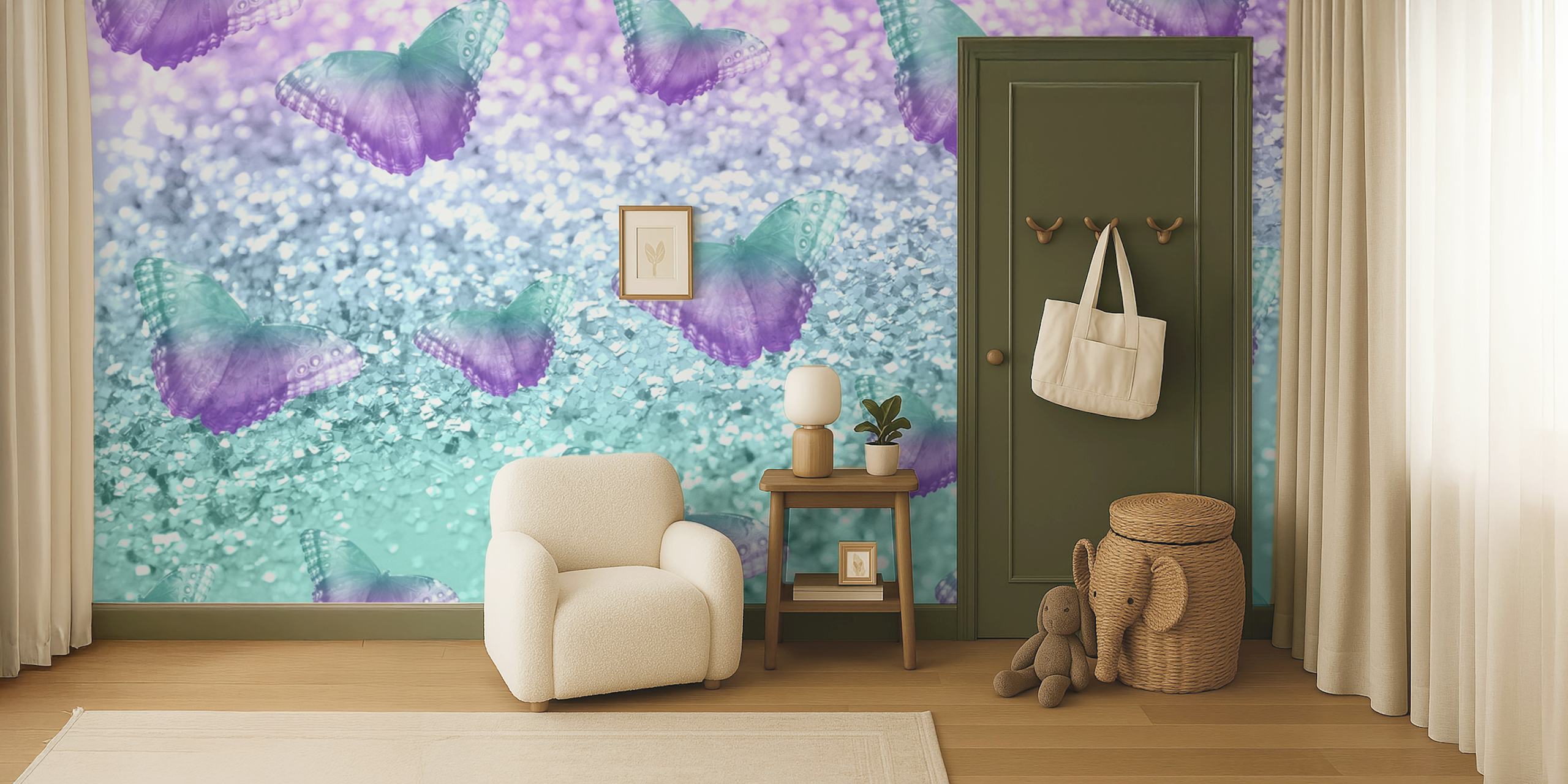 Carta da parati Sirena Butterfly Glitter 2 con farfalle e scintillanti temi sottomarini