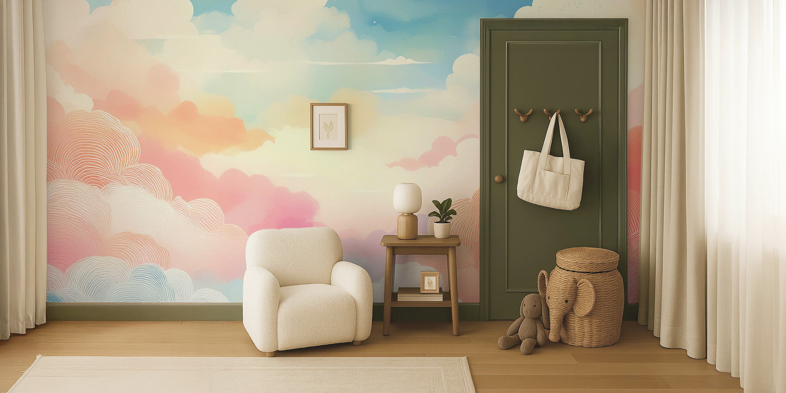 Papier peint Cotton Candy Clouds dans une pièce