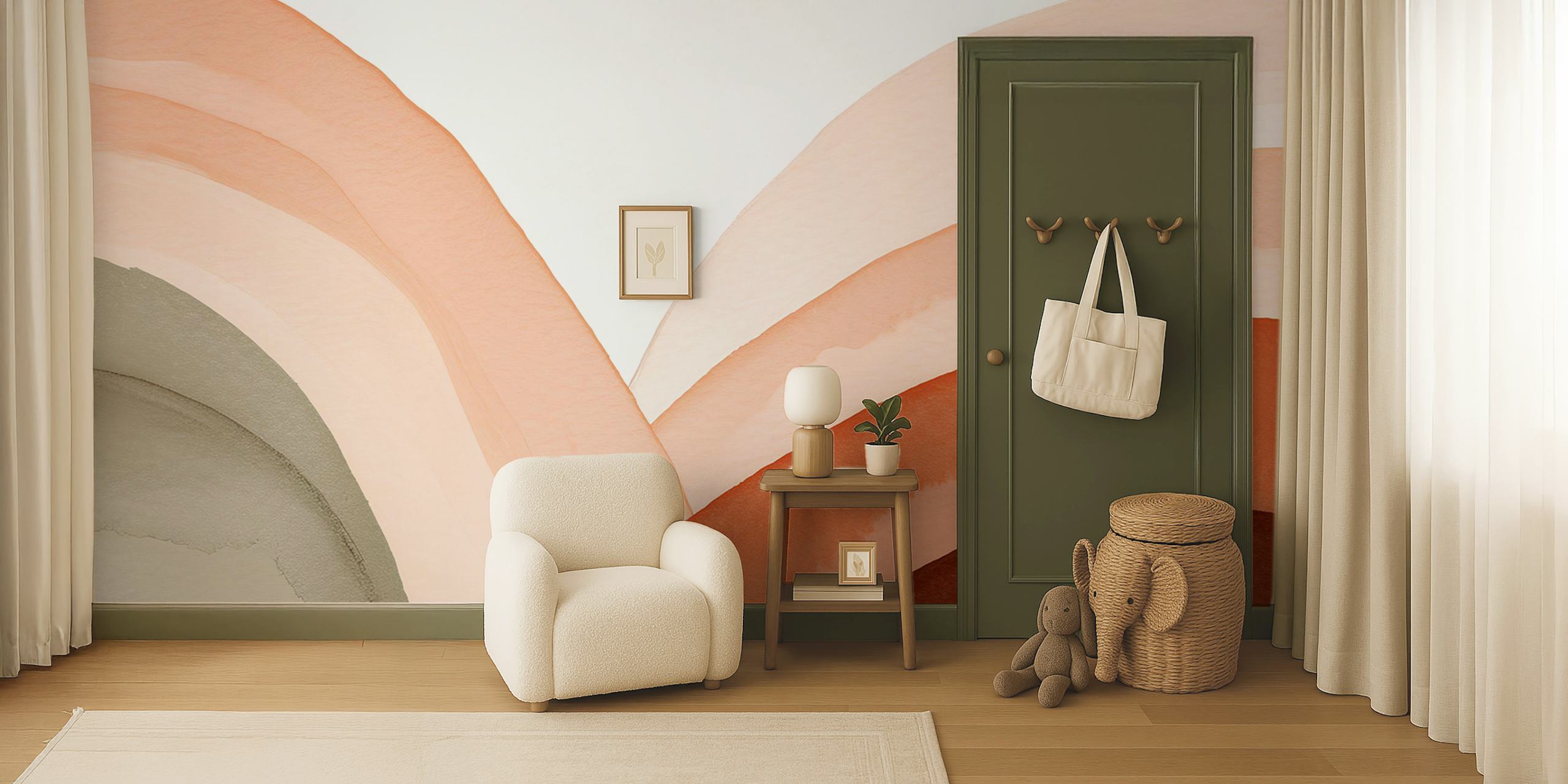 Boho Nursery Arches wallpaper in a room