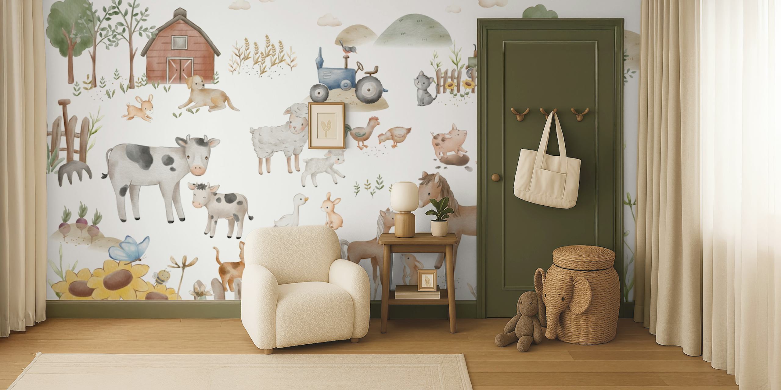 Farmyard Friends wallpaper in a room