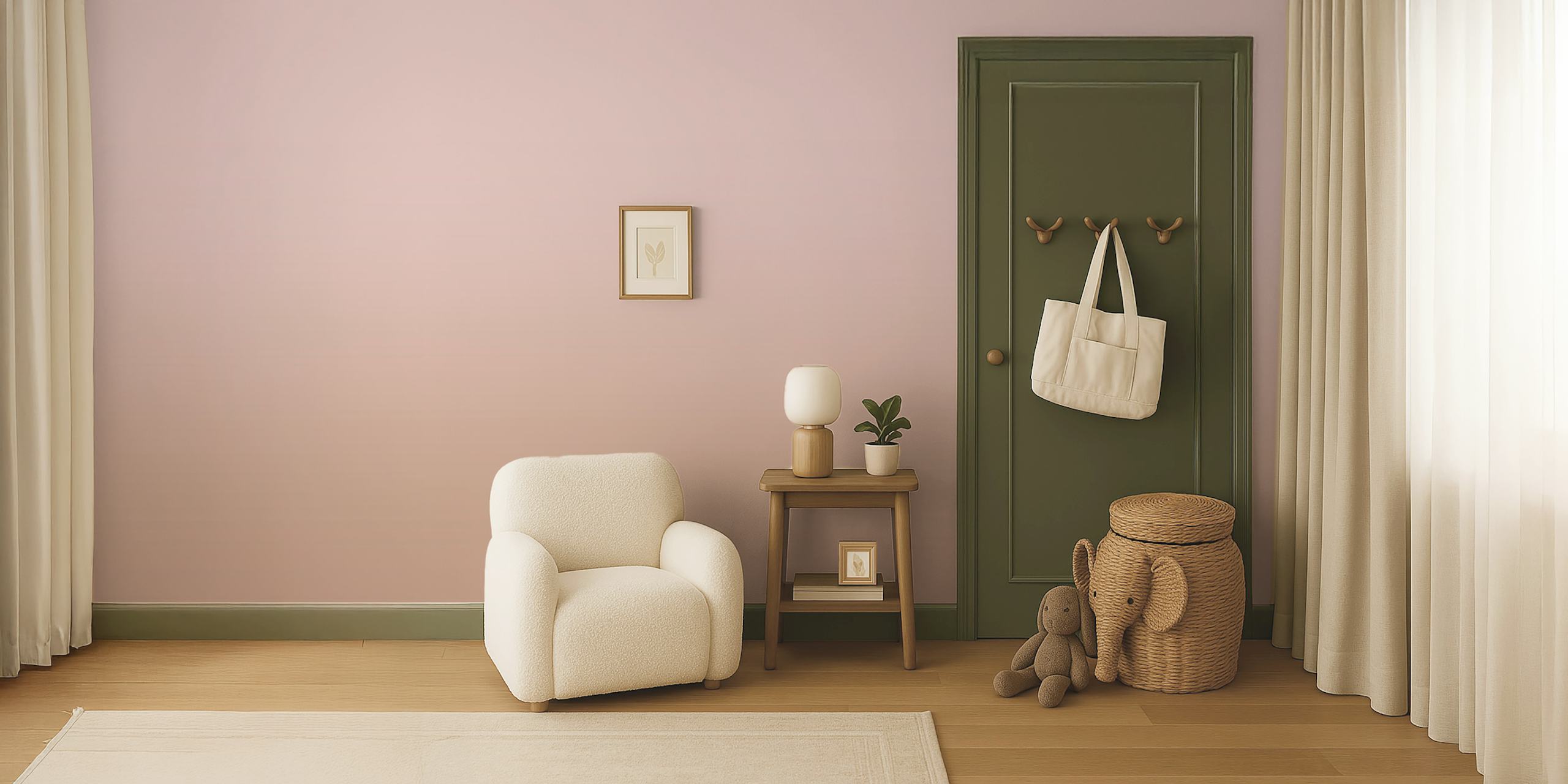 Carta da parati Modern Boho Blush Ombre in una stanza