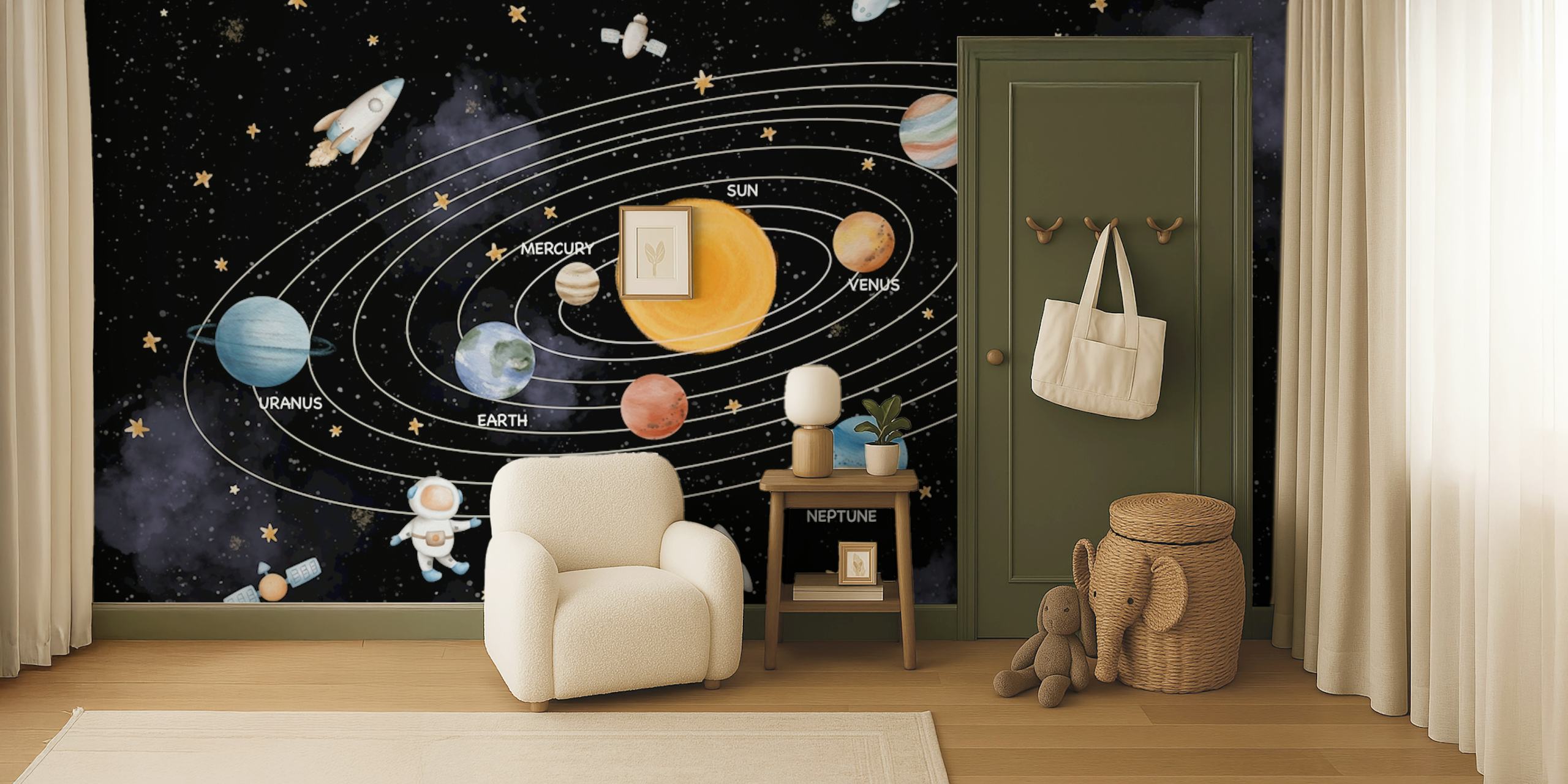 Galactic Learning wallpaper in una stanza elegante