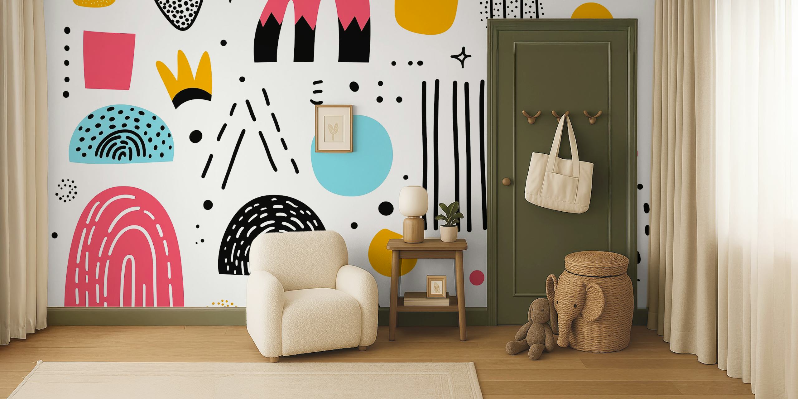 Playful Retro Motif tapet i ett rum
