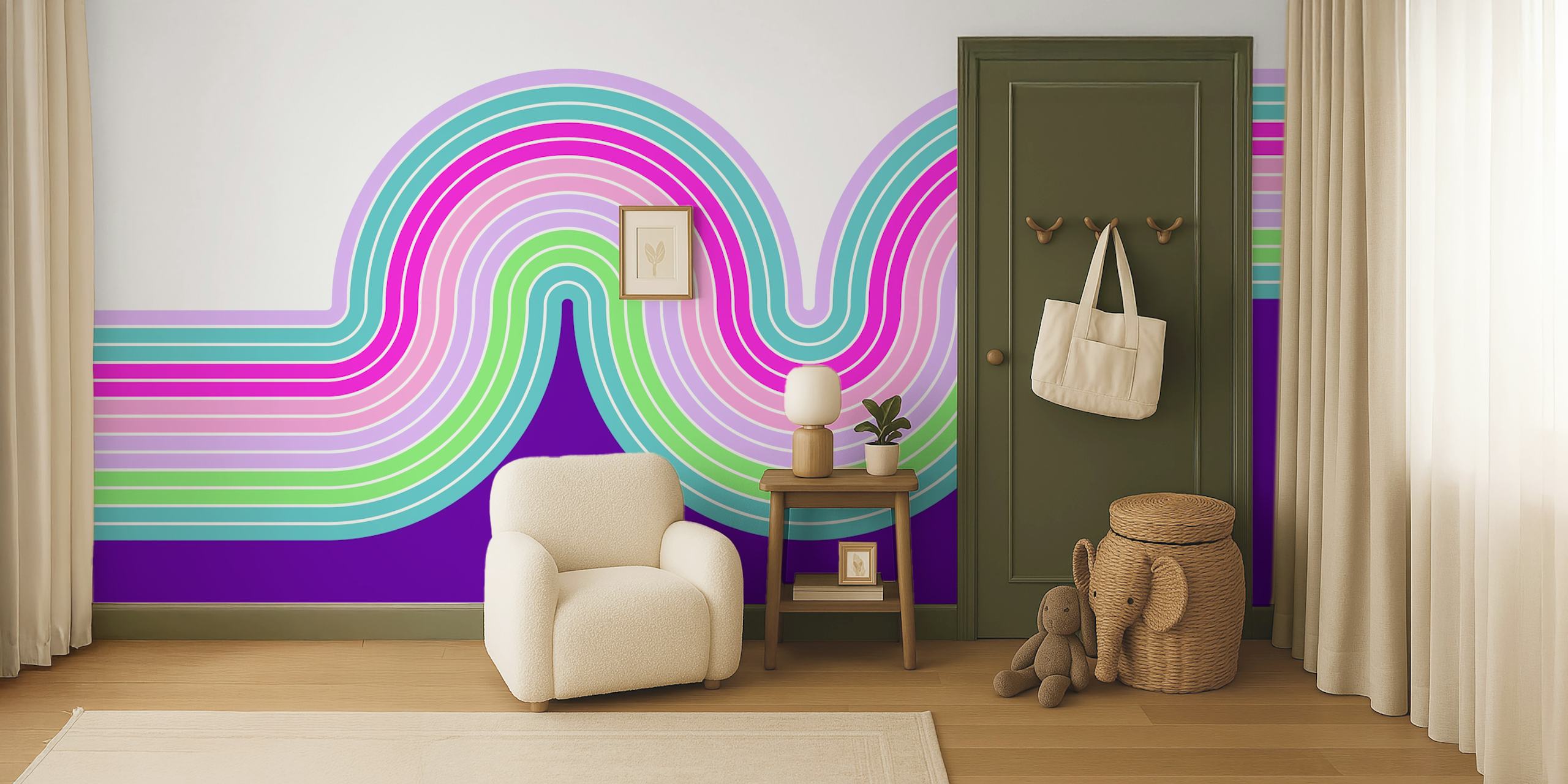 Bold Retro Flow-tapet i ett modernt rum