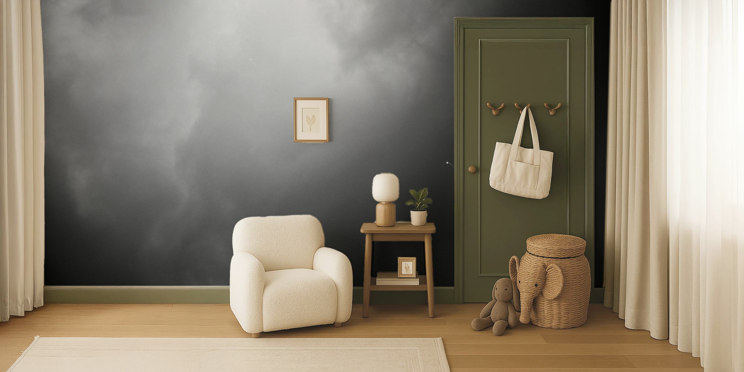 Four balloons wallpaper displayed in a room