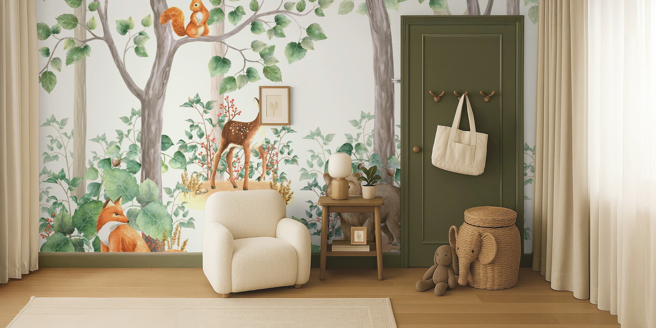 Woodland stories tapetti huoneessa
