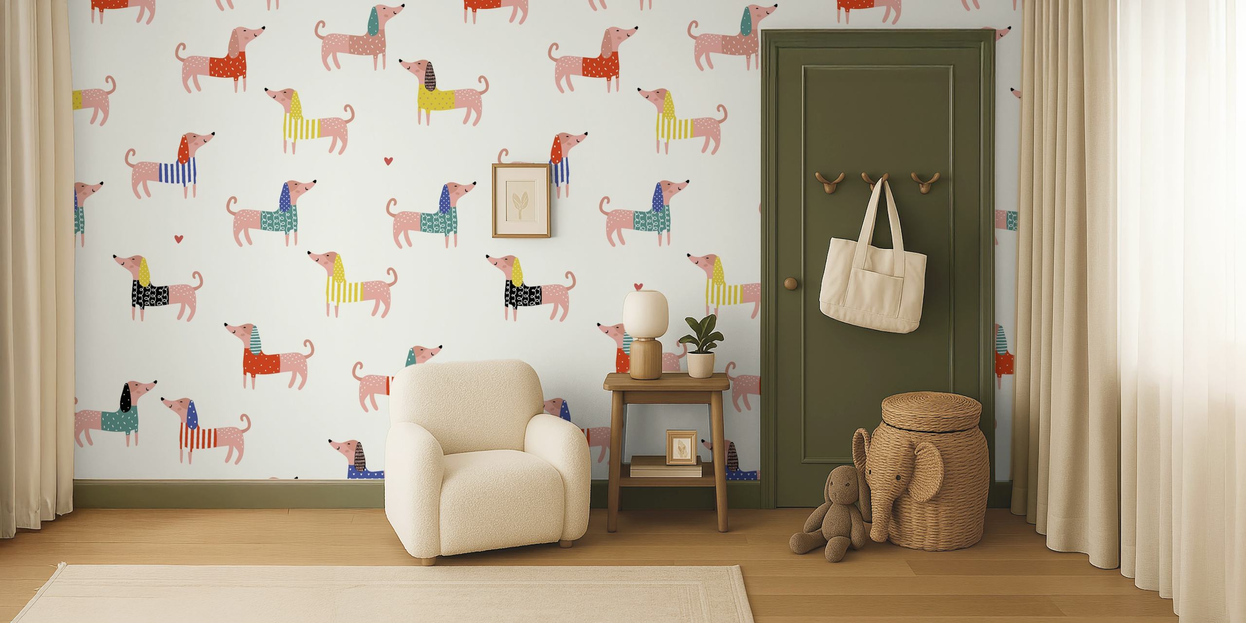 Cute dachshund tapet i et rum