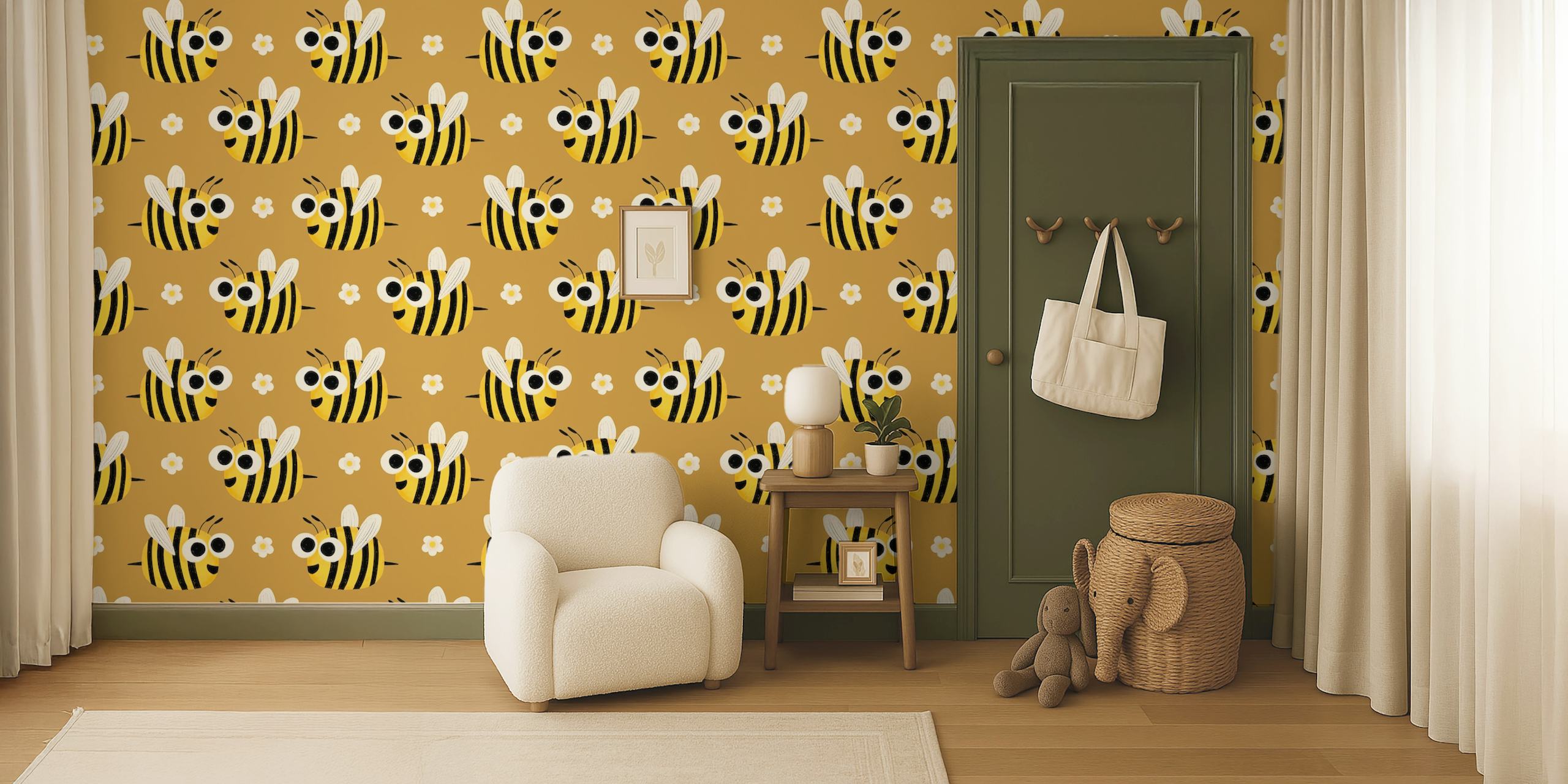 Papel de parede Cute Bees em um quarto