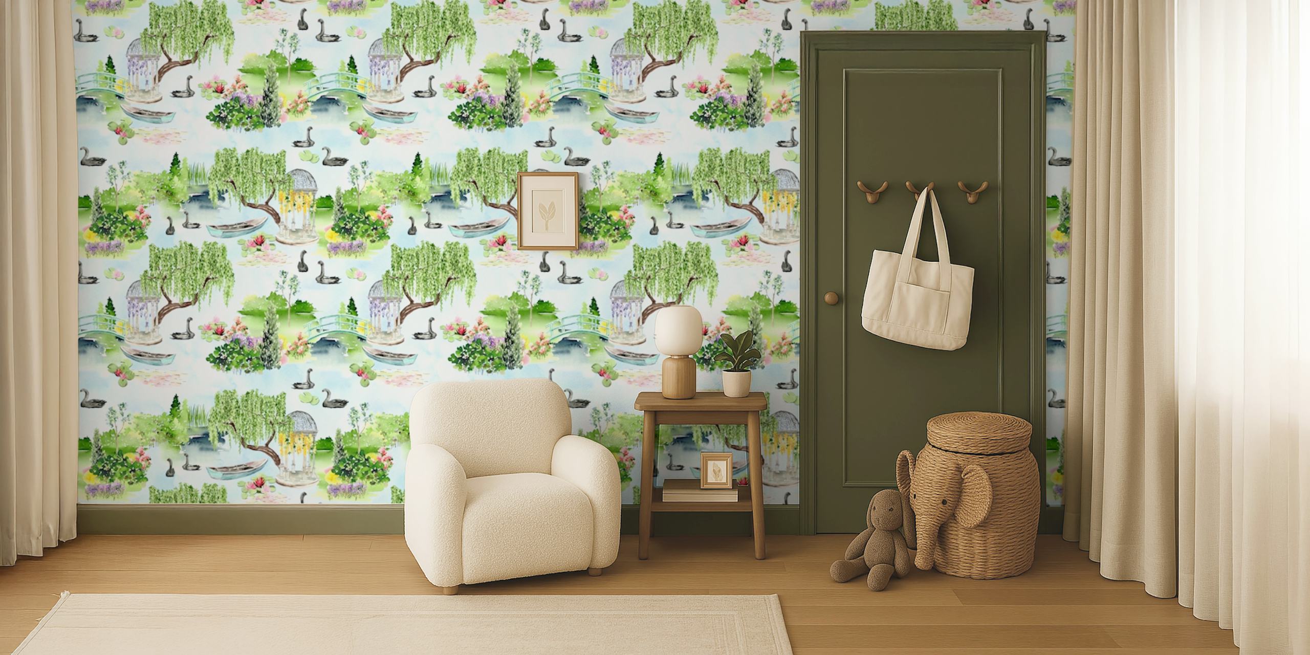 Monet Garden Landscape behang in een kamer