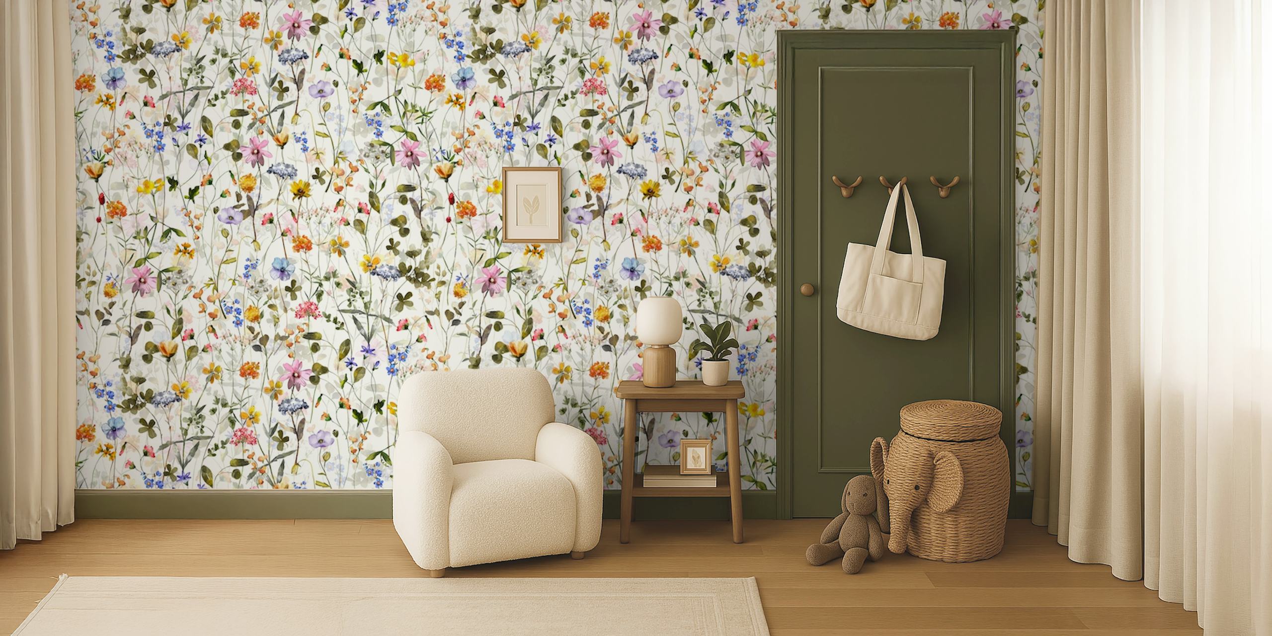 Wildflowers Midsummer Meadow 6 papel de parede em um quarto