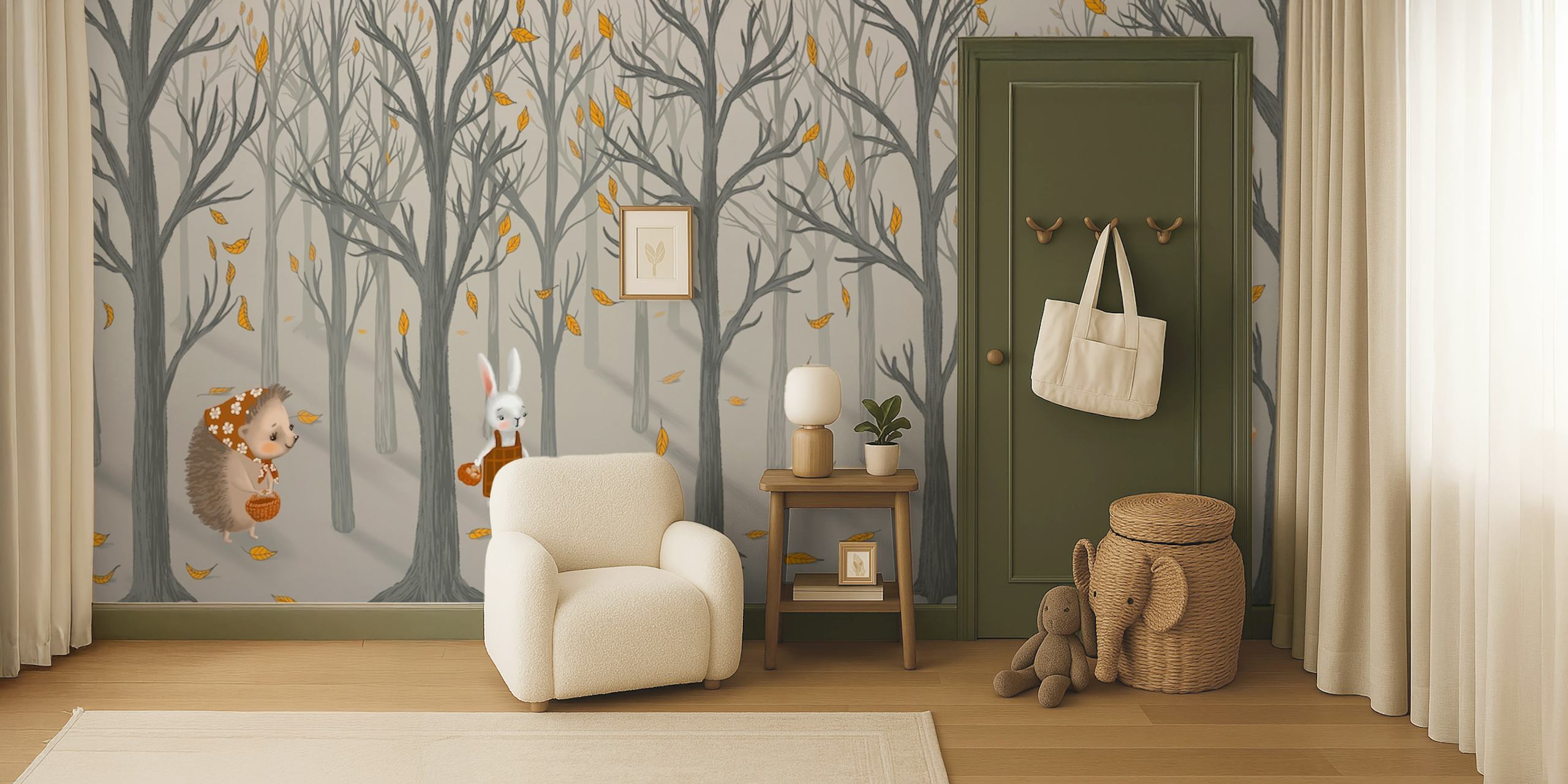 Autumn forest friends tapet i et rum