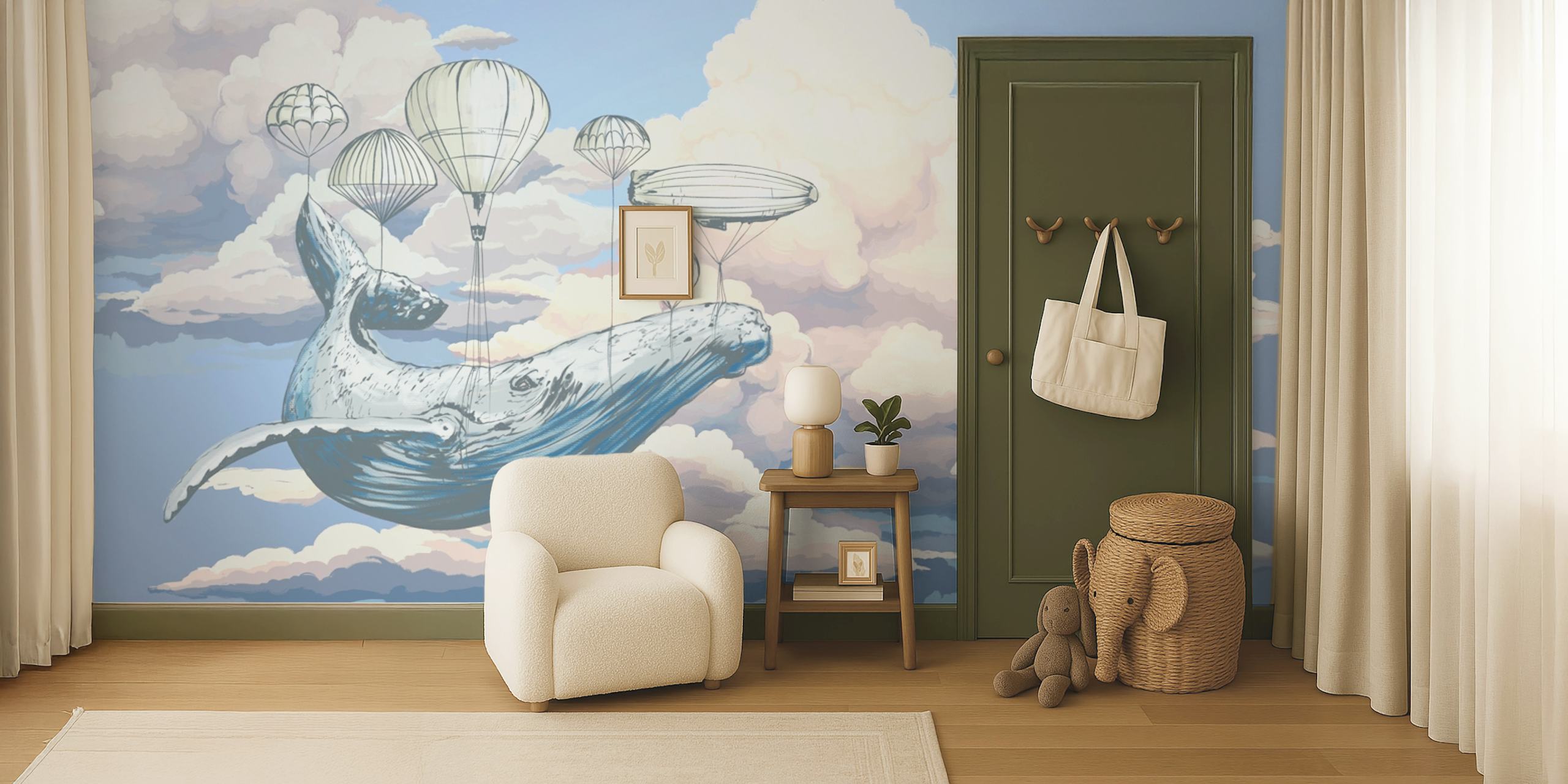 Whale in the sky tapet i et rum