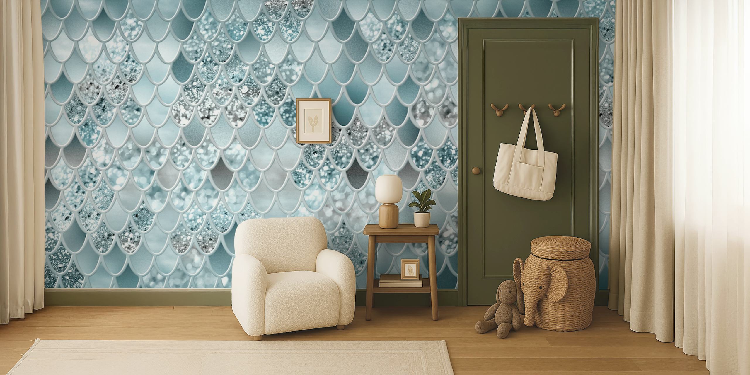 Mermaid Scales Glam wallpaper in a room