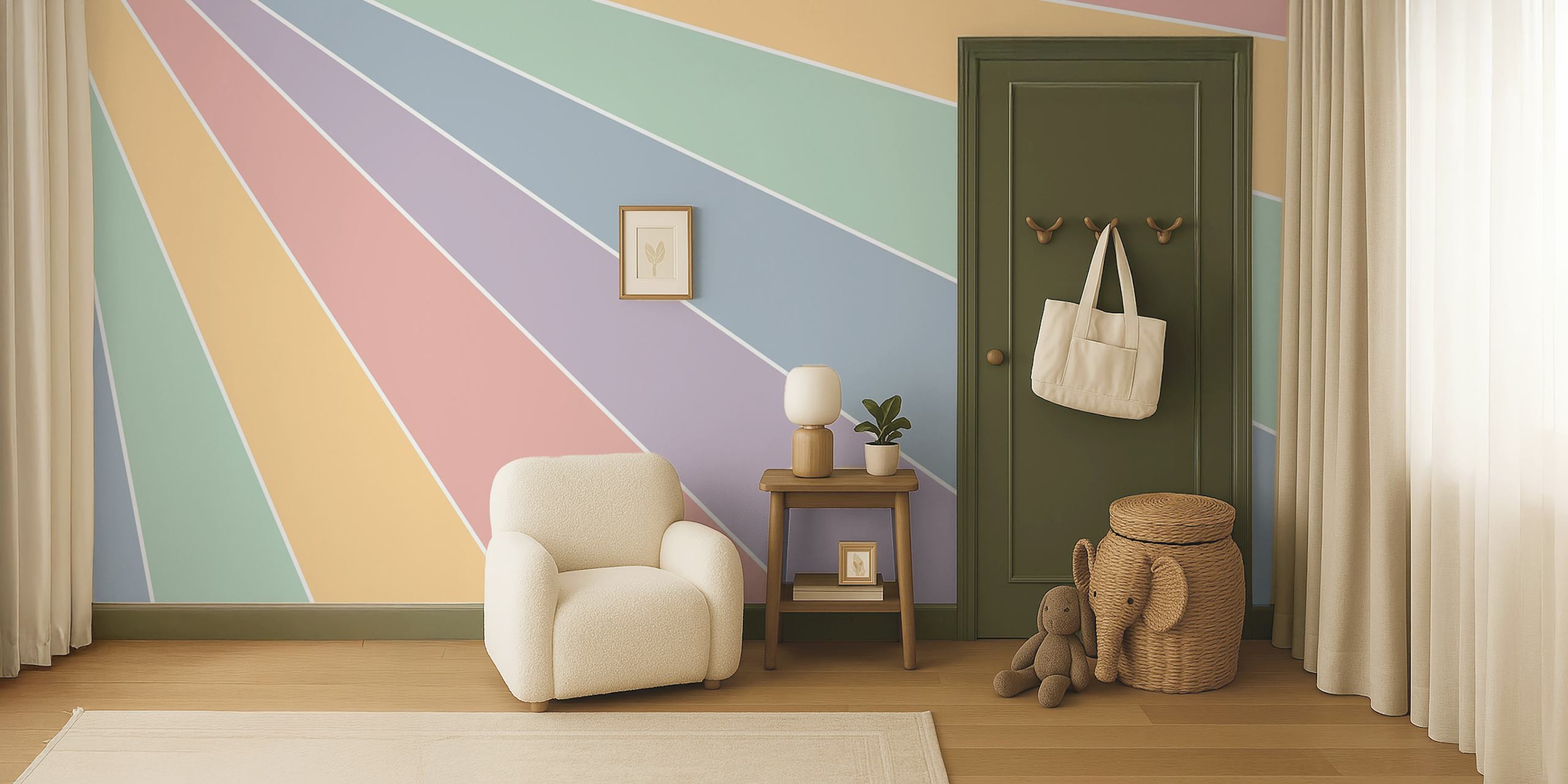 Papel pintado Happy Pastel Rainbow en una habitación